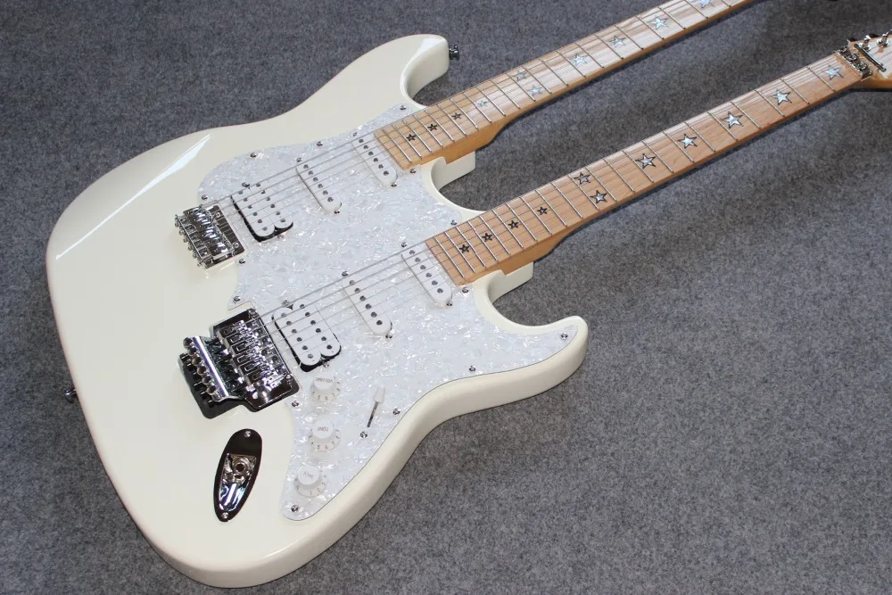 

New standard Custom.electric guitar.12 6 strings double neck white color gitaar.support customization guitarra
