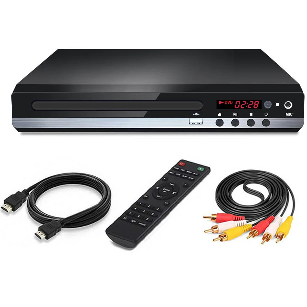 DVD Player VCD CD Disc Media Player Machine with HDMI AV Output Remote USB Mic Full HD 1080P Home DVD Player Box Multimedia images - 6