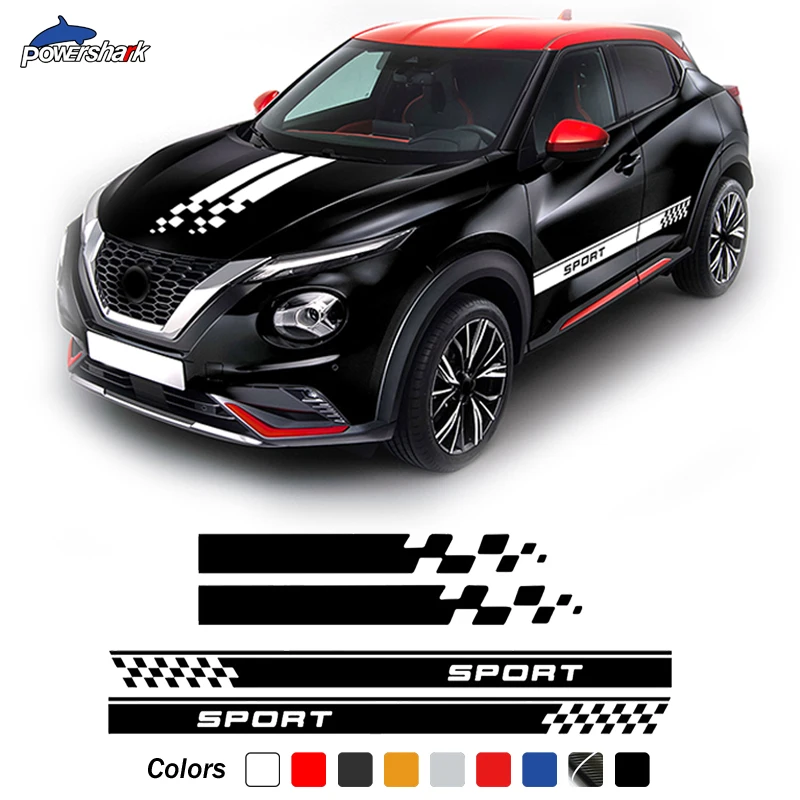 

Car Hood Bonnet Vinyl Decal Engine Cover Door Side Stripes Skirt Sticker For Nissan Juke Nismo Sport F15 F16 Accessories
