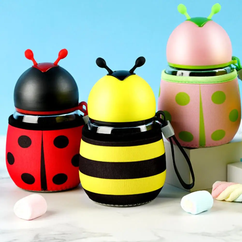300 мл бутылка мультяшная пчела Божья коровка для воды стеклянный детский