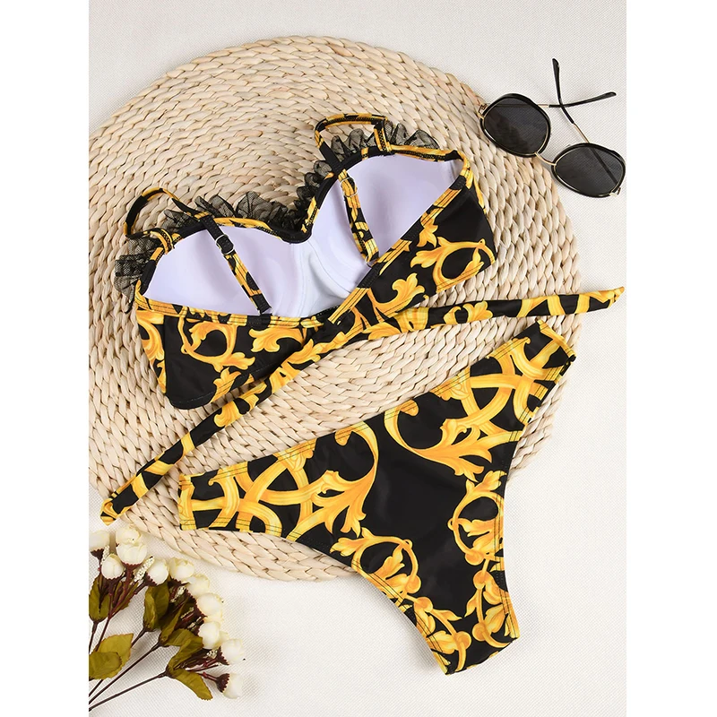 

YMYW Push Up Bikinis 2020 Bikini Set High Waist Swimwear Women Swimsuit Female Swimming Suit Bathing Suit Print Biquini Bikini S
