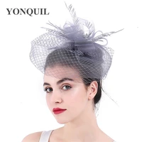grey fascinators for weddings hats bride mesh hair accessories for party kentucky derby ascot ladies new millinery headdress