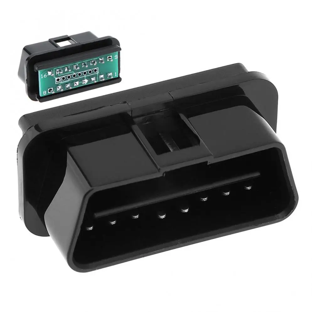 

OBD-II 16Pin Male Square Hole Extension Opening Cable Cars Diagnostic Interface Connector PLug Green Glossy Face Welding Plate