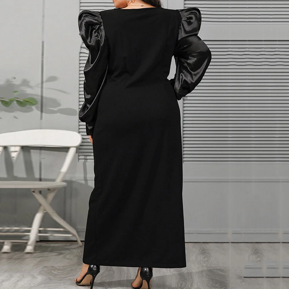 

Western Style Oversize Indie Ladies Dress 2021 Spring Summer Fashion Casual Simple Solid Color Square Collar Puff Sleeve