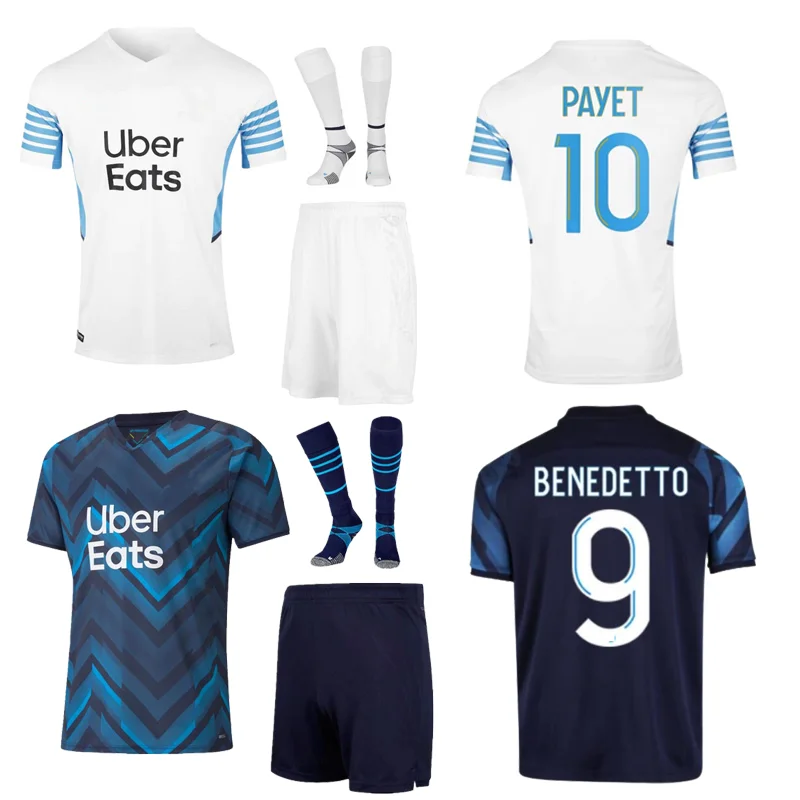 

2021 2022 Olympique De Marseille jerseys maillot De foot THAUVIN BENEDETTO KAMARA PAYET OM football shirts men + kids sets