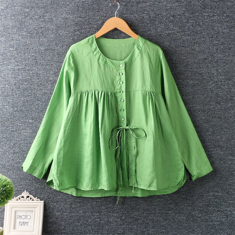 Рубашка на шнуровке новинка 2020 осенняя одежда художественный маленький свежий