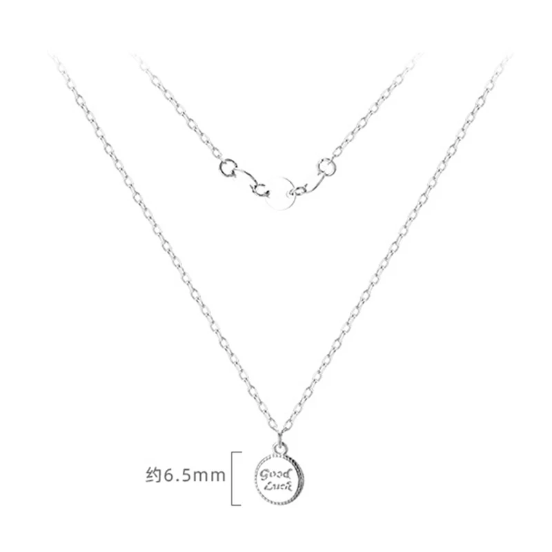 

925 Sterling Silver Pin Double Layer Disc Temperament Simple Cold Wind Niche Design Pendant Clavicle Chain