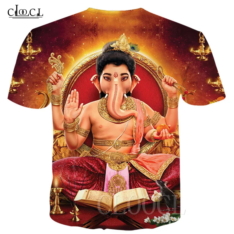 Летние футболки с 3D принтом Бога мудрости Ганеша мужские и женские коротким