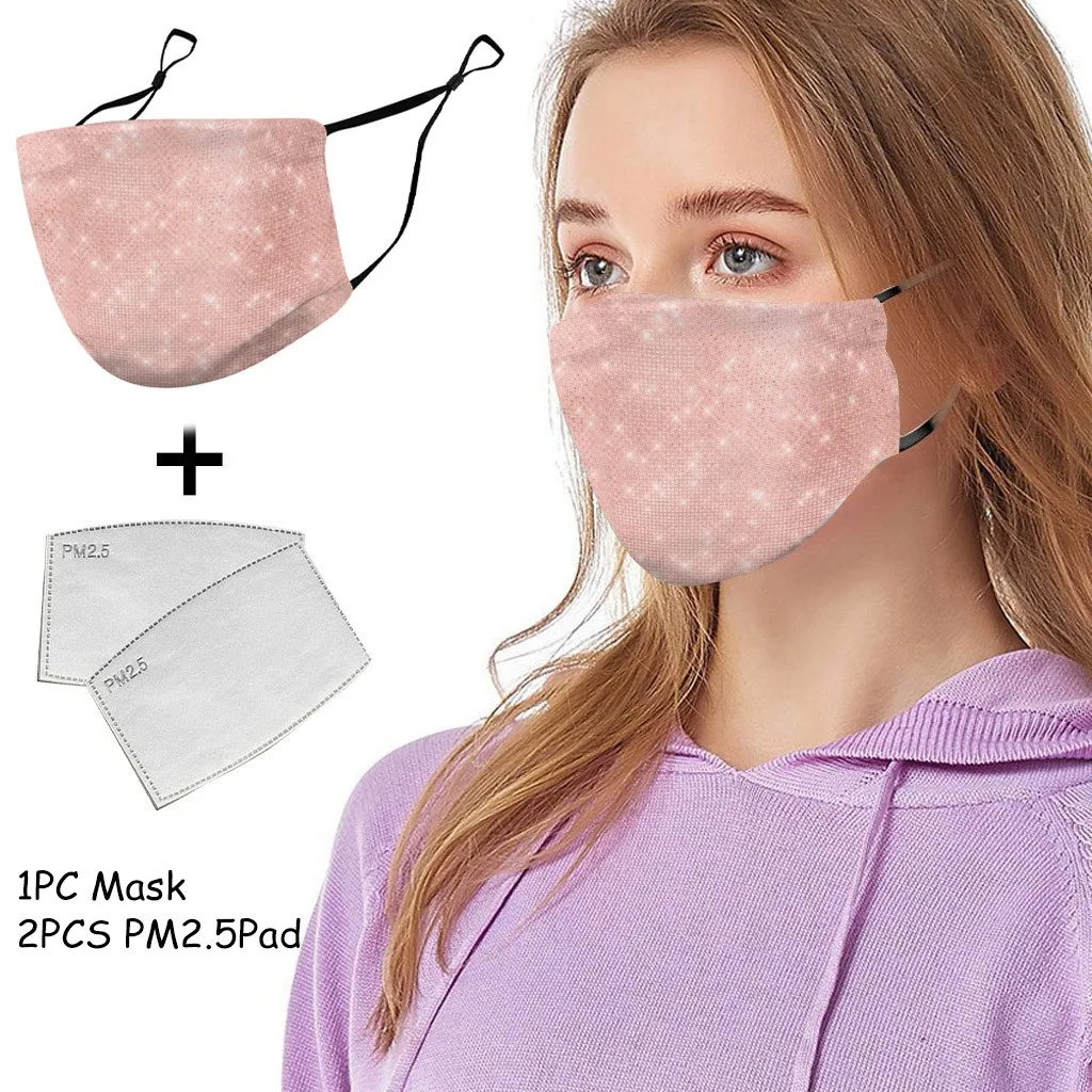 Модная маска с принтом Солнцезащитная золотистая розовая металлическая