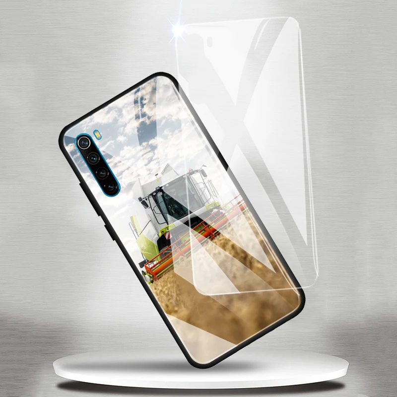 

Glass Phone Case for Xiaomi Redmi Note 7 8 9 Pro 8T 9S 8A 9A 9C K20 K30 Pro Cover Tractors Car Black Cases