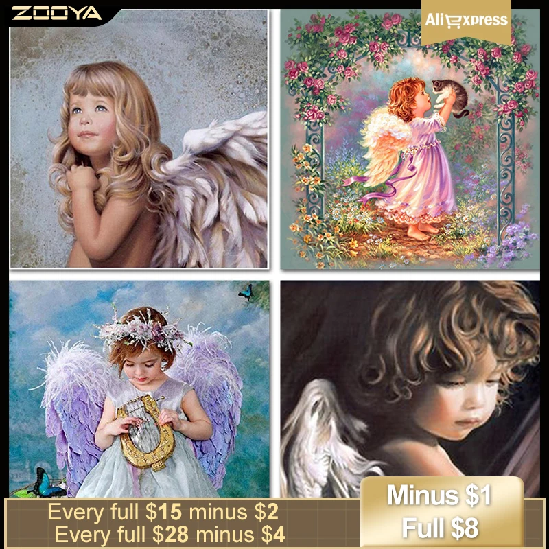 ZOOYA алмазная живопись ангел ребенок полная квадратная Алмазная вышивка шаблон