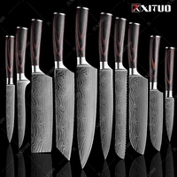xituo stainless steel chef knife 1 10pcs knife japanese kiritsuke santoku knife laser damascus pattern cleaver kitchen knife hot
