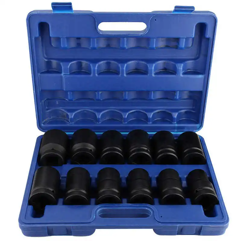 12pcs 1 Inch Durable Drive Deep Impact Socket Set 24-41mm Drive Impact Socket tools set