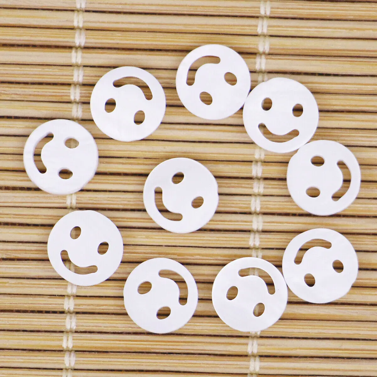 

10 PCS Coin Smiling Face Shell Natural White Mother of Pearl Jewelry Making 10mm Beads for Jewelry Making DIY
