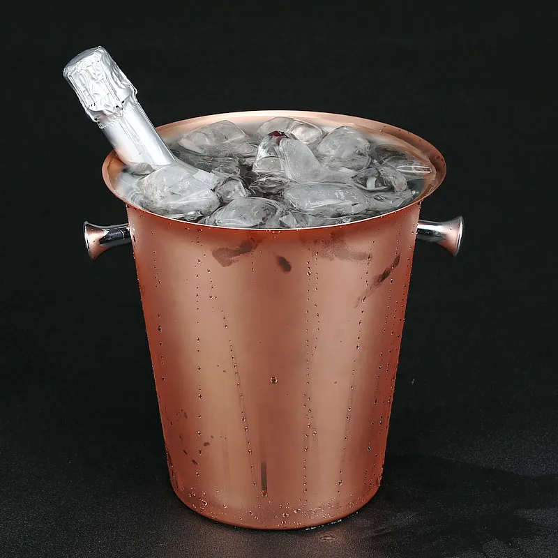 Free shipping Stainless Steel Ice Bucket 5L Plated Rose Gold Champagne Bucket Copper Plated Ice Bar  Champagne Buckets
