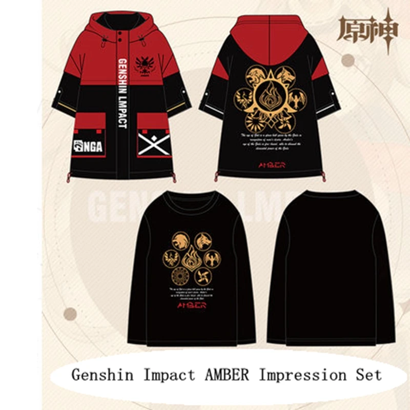 Косплей Аниме окружающий Genshin Impact Янтарный модный кардиган пятиточечный рукав