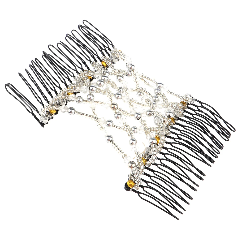 Расшитая бисером двойная заколка для волос эластичная Женская легкая пучка