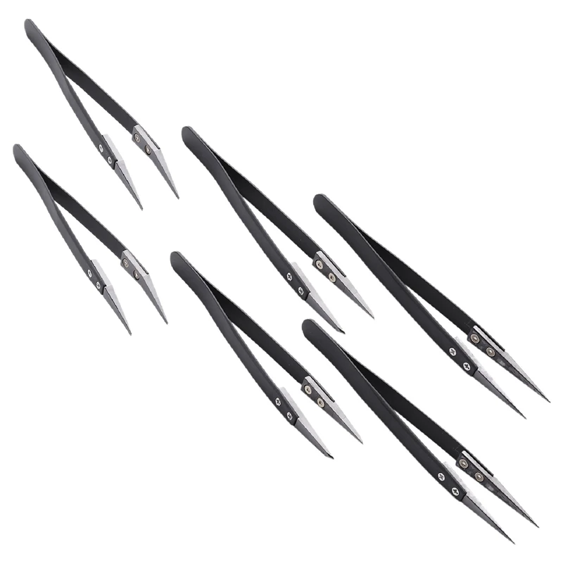 

Black Ceramic Tweezers Set - Antistatic,Anticorrosion,Antimagnetic,Highly Heat Resistant(6Pack)