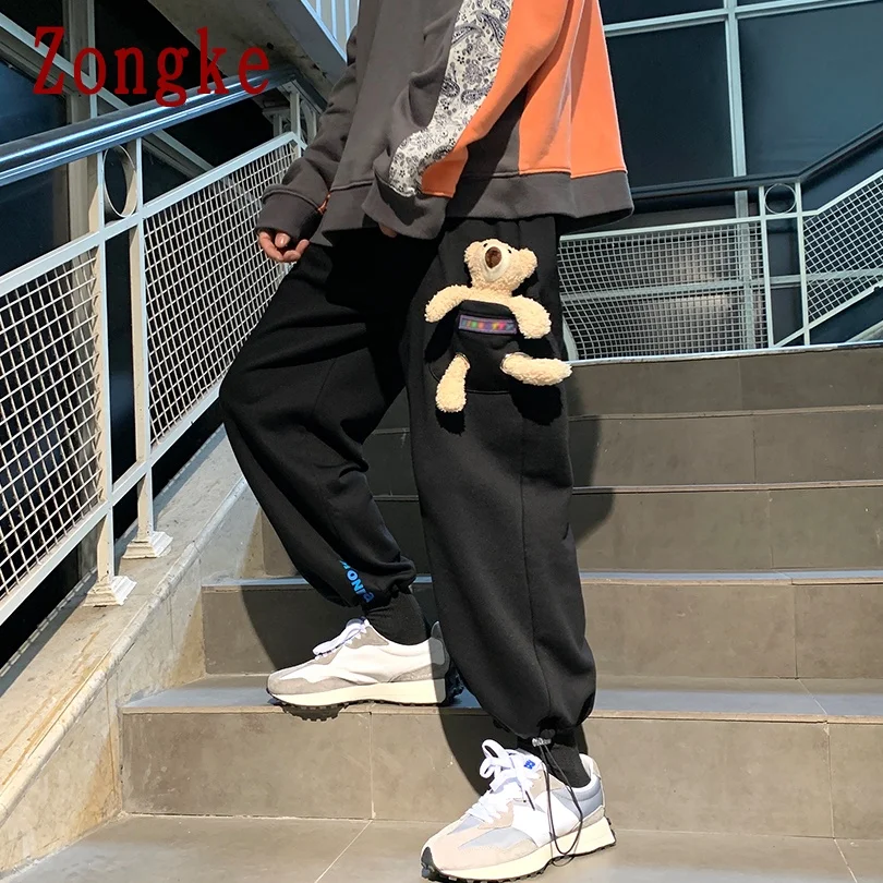 

Zongke Bear Doll Harajuku Pants Men Clothing Japanese Streetwear Men Joggers Sweatpants Trousers Men Pants Hip Hop 2XL 2021