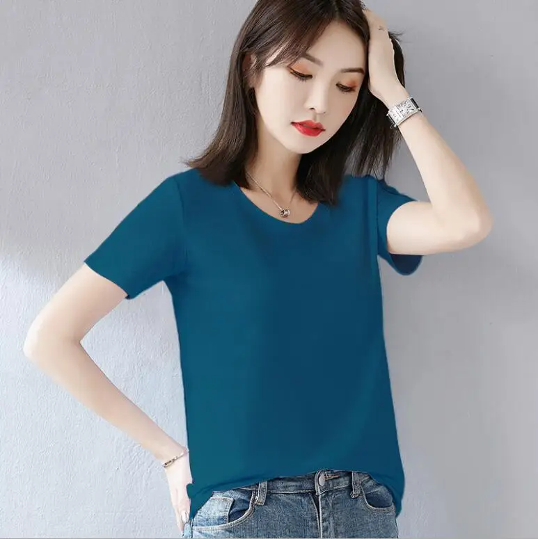 

Womens T-shirt Short Sleeve Top Blouse Slim Bottoming Shirt Tops
