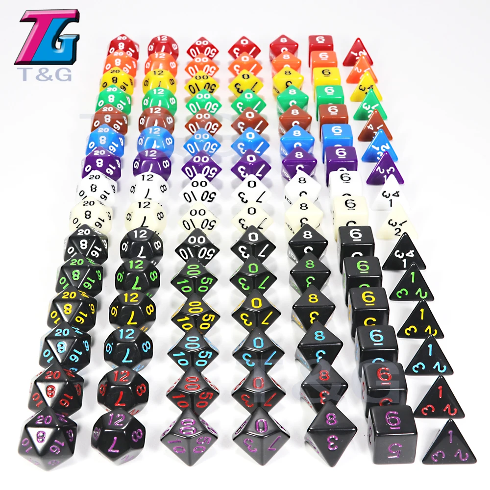 Оптовая продажа 7 шт./лот набор костей Polyhedral D4 D6 D8 D10 % D12 D20 красочные аксессуары для