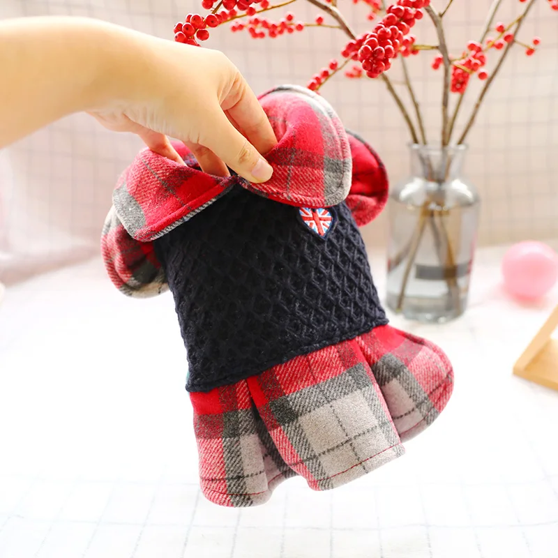 Зимние клетчатые хлопковые платья для животных маленьких собак кошек сладких