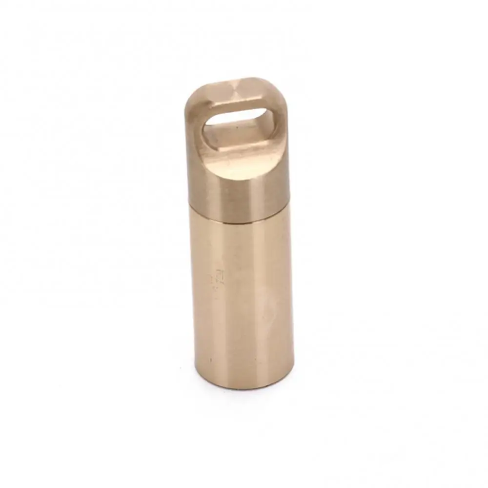 

Brass Sealed Bottle Waterproof Capsule Pill Box Outdoor Camping Firstaid Pendant