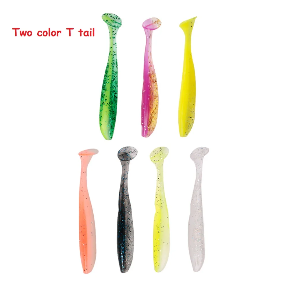 10 шт./лот мягкая рыболовная приманка один/два цвета 70 мм/2 г джиг-воблер свимбейт