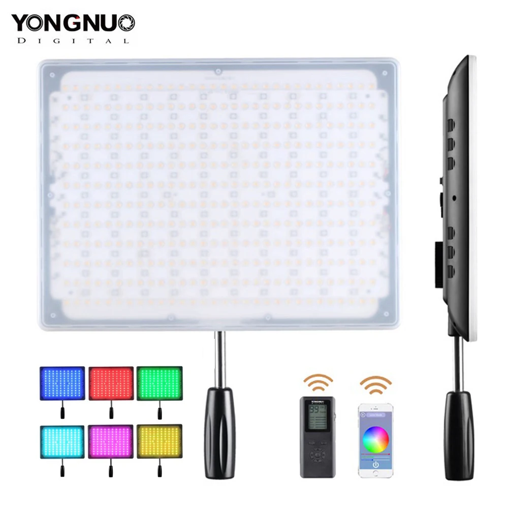 YONGNUO YN600 RGB светодиодный светильник для видео, регулируемый двухцветный 3200 K-5500 K с регулируемой яркостью, беспроводной Bluetooth пульт дистанционного управления для Canon Nikon