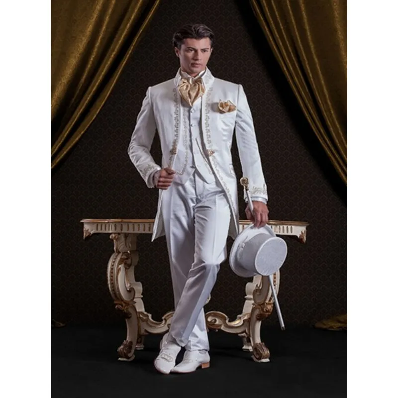 Мужской костюм с вышивкой на заказ смокинги для жениха пиджаки (куртка + брюки