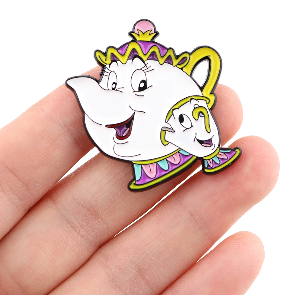 Милые аниме значки LT1321 Красавица и чудовище эмалированная Брошь-булавка манга