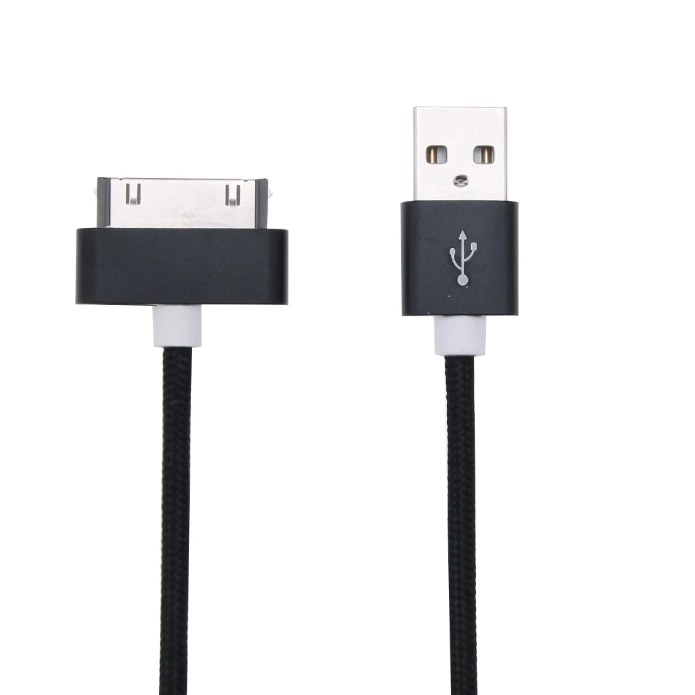 Нейлоновый USB кабель для IPhone 4S 4, металлический штекер, нейлоновый плетеный провод, кабель для зарядного устройства, 2,1 A, шнур для быстрой зарядки и синхронизации данных для IPad 1, 2, 3