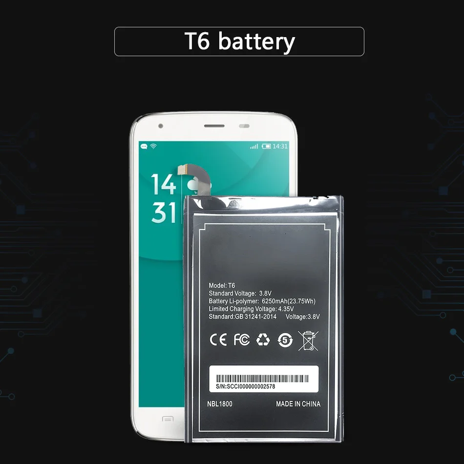 Сменный аккумулятор для мобильного телефона DOOGEE T6 PRO / Homtom HT6 6250 мАч | Мобильные