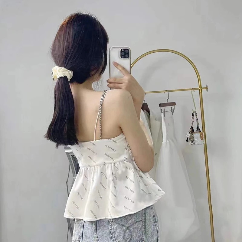 

GALCAUR Print Patchwork Vest For Women Square Collar Sleeveless Asymmetrical Irregular Camis Female Fashion Clothing 2021 Summer