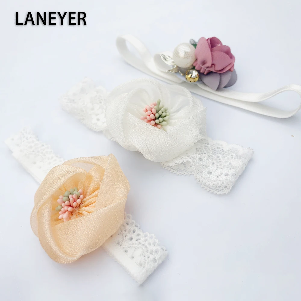 Модная повязка на голову с цветами для новорожденных 3 шт./лот эластичные повязки