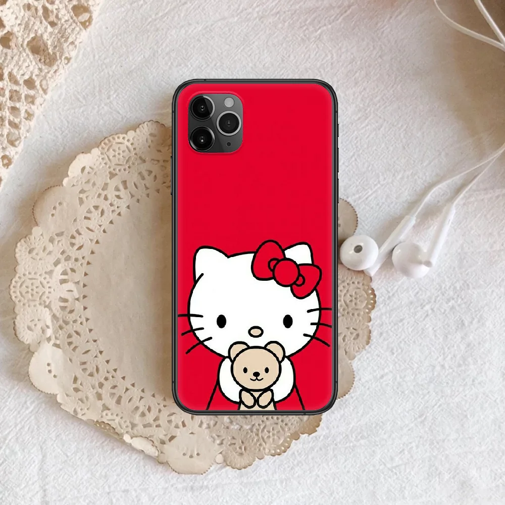 

Cartoons Kitty Cat Pink Phone Case Cover Hull For iphone 5 5s se 2020 6 6s 7 8 12 mini plus X XS XR 11 PRO MAX black Waterproof