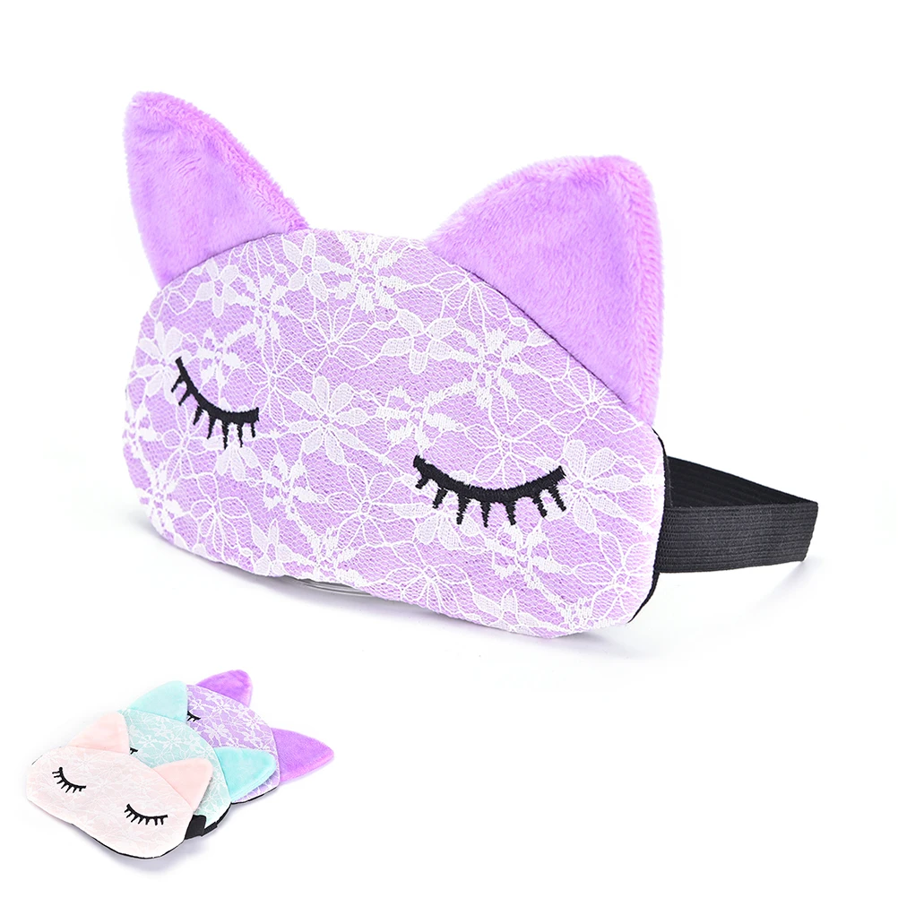 

2 Colors Cartoon Lace Eyeshade Sleeping Mask Eyepatch Blindfolds For Health Care Cover Microfiber Eye Mask To Shield The Light