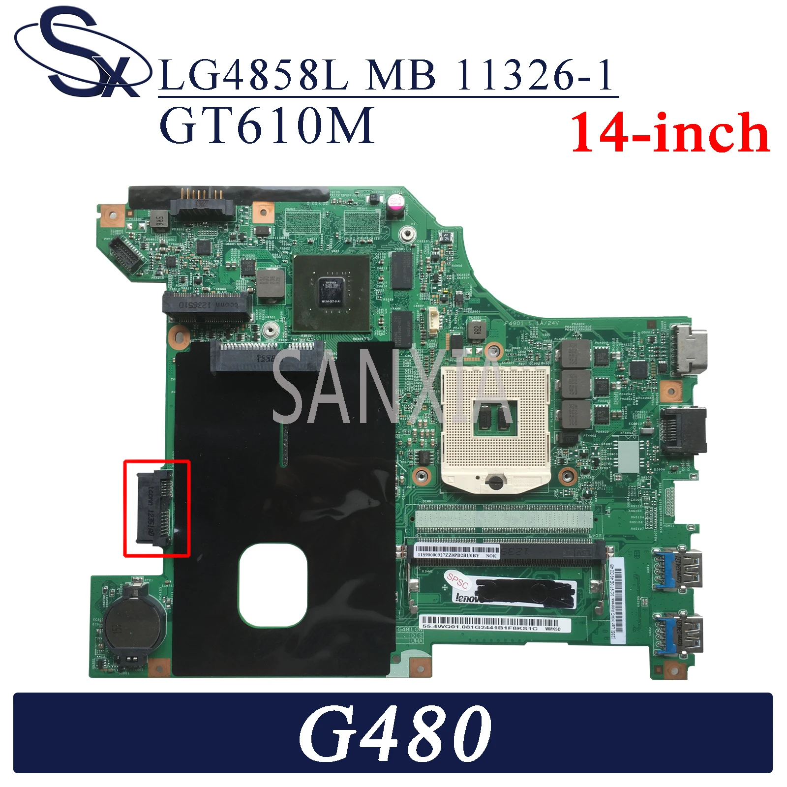 

KEFU LG4858L MB 11326-1 Laptop motherboard for Lenovo G480 original mainboard GT610M