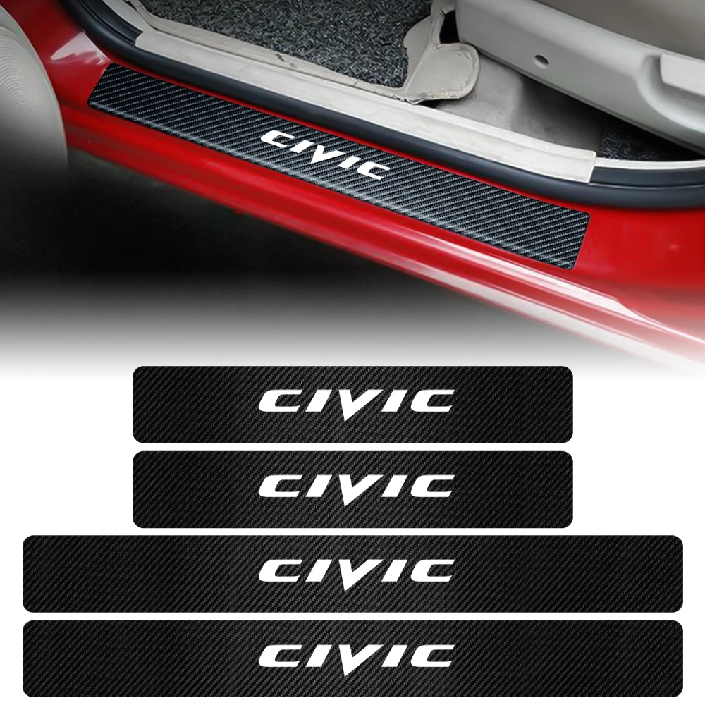 4 шт. наклейки для порога автомобиля Honda Civic защита виниловые защитные из