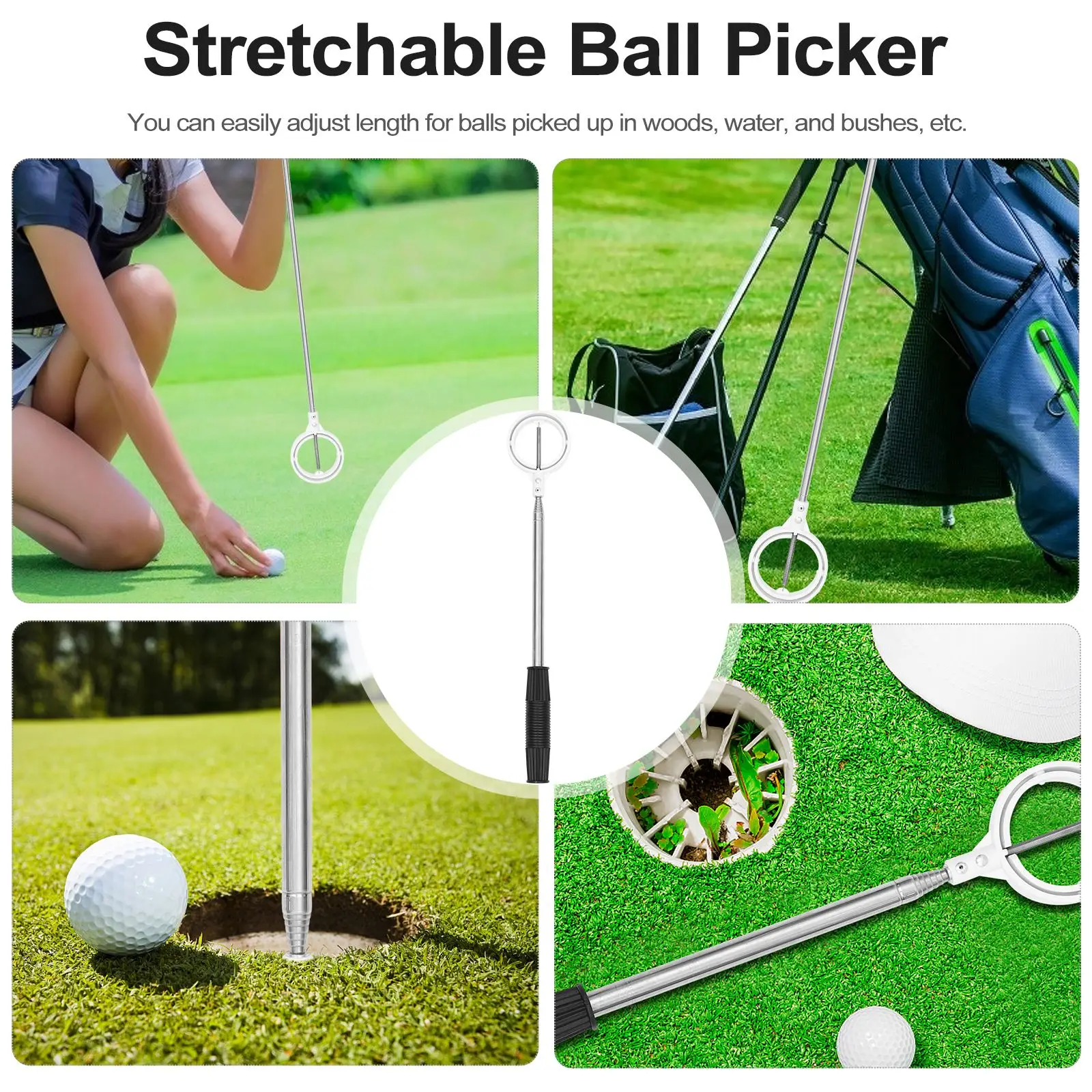 

1Pc Telescopic Golf Ball Retriever Golfs Ball Locking Scoop Golf Training Aid
