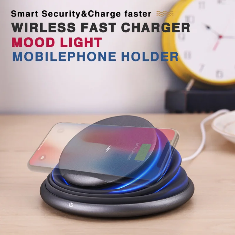 Wireless Charger with Light Charging Stand 3 In 1 Wireless Charge for iPhone Android Samsung S7 10 Portable Wireless Charge