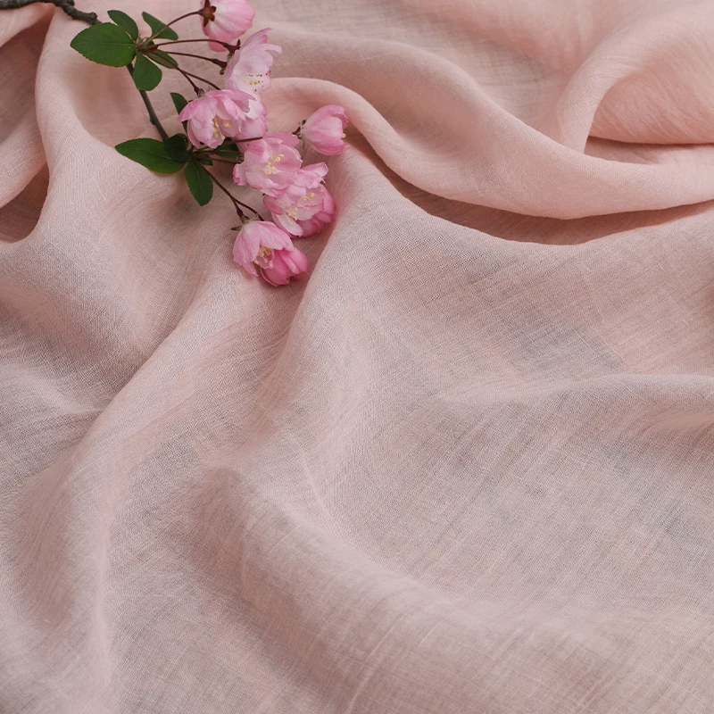 

High end ramie fabric Pure Pink tissu Light and breathable dress elegant DIY Robe material