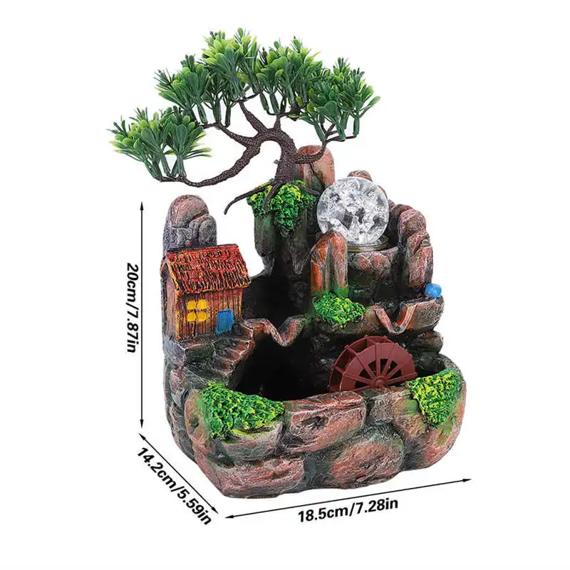 

New Simulation Resin Desktop Fountain Rockery Decor Atomizing Home Ornament Decoration