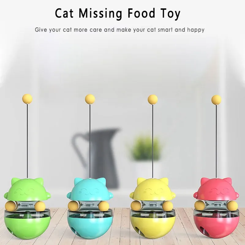 

Interactive Cat Toy Funny Pet Tumbler Leakage Food Ball Eco-Friendly Food Container Dispenser Cat Self Teaser Stick Ball Toys