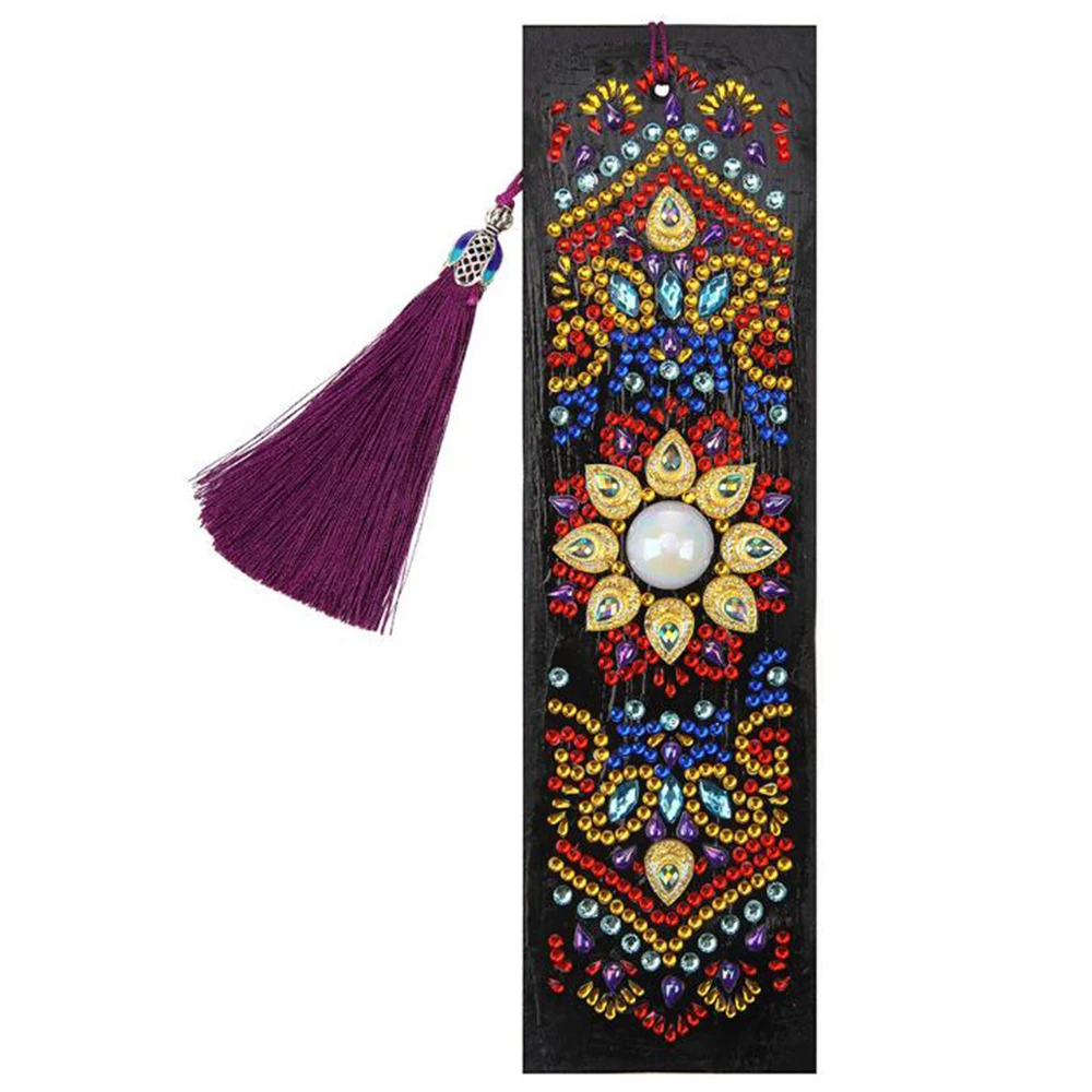 

5D «сделай сам», алмазная живопись, кожаная Закладка, круглая Алмазная вышивка, рукоделие, кисточка, Закладка, Крафтовая живопись, подвеска, п...