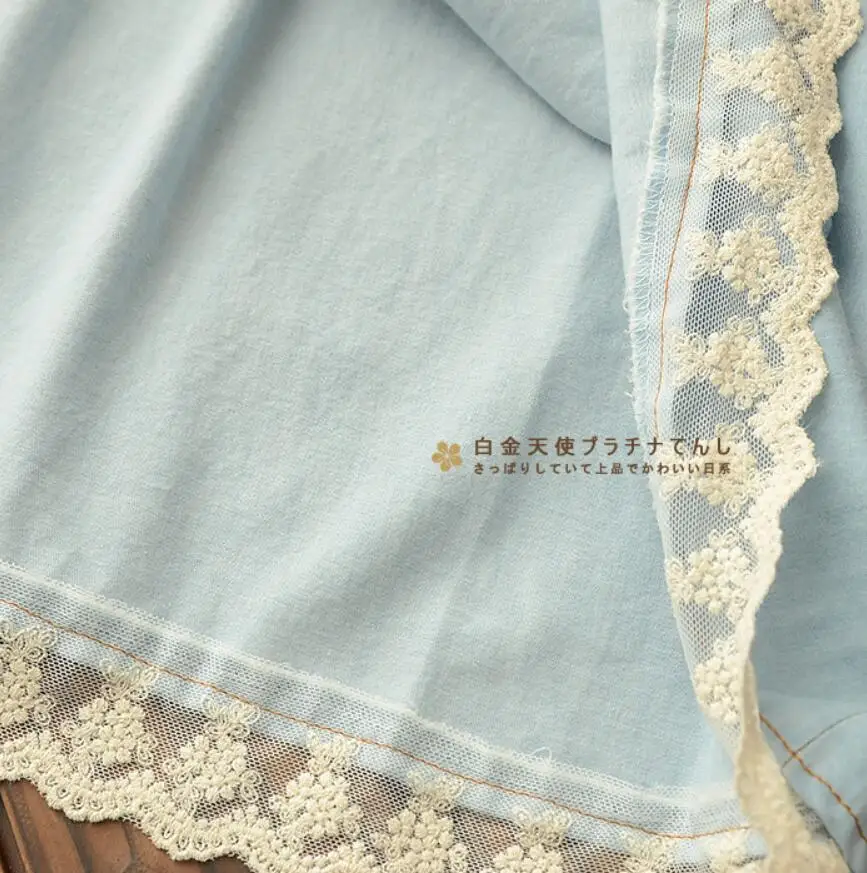 

Japanese new style literary sweet lace stitching denim long skirt women's loose denim skirt r1434