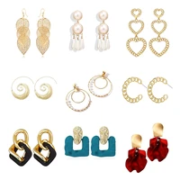 fashion hollow chain hoop leaf pearl heart shape female punk round earrings gothic geometric gold brincos jewelry gift