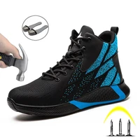 mens safety shoes anti smash and anti puncture work boots high top comfortable and wear resistant tennis sneakers
