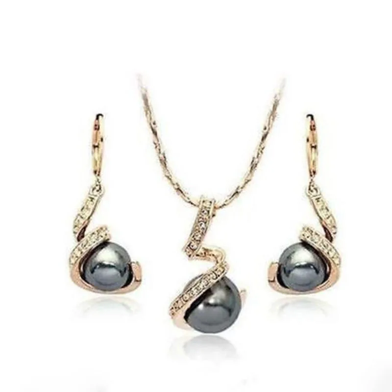 Свадебные ювелирные украшения жемчужное ожерелье и серьги из желтого золота