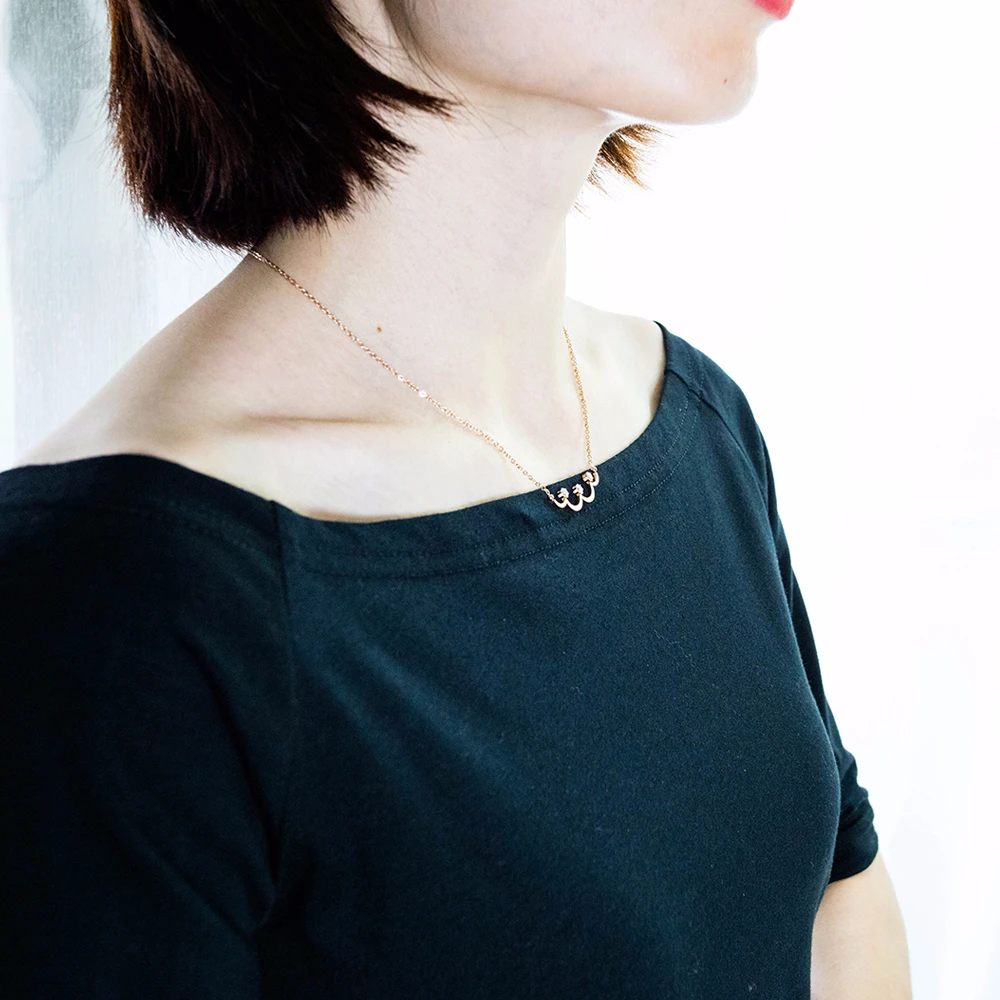 

GorGor Korean New Style Personality Design Mori Rose Gold Plated Titanium Steel Simple Rhinestone Women Jewelry Necklace 1537